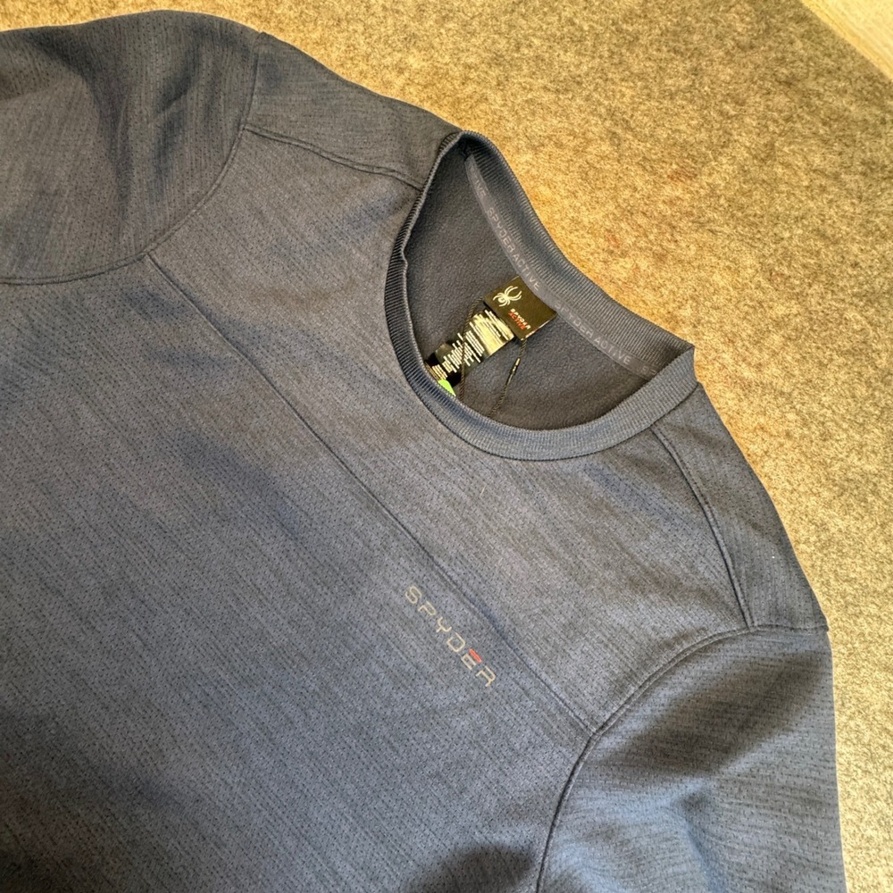 Spyder Active Mens XL Navy Blue Textured Fleece Pullover Sweatshirt SPM8007U NEW